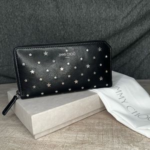 NWT Jimmy Choo Abiko Star Studded Leather Wallet